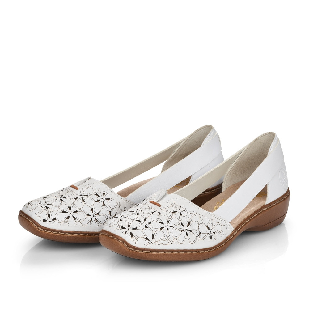 detail Dámské baleríny RIEKER 41356-80 bílá S5