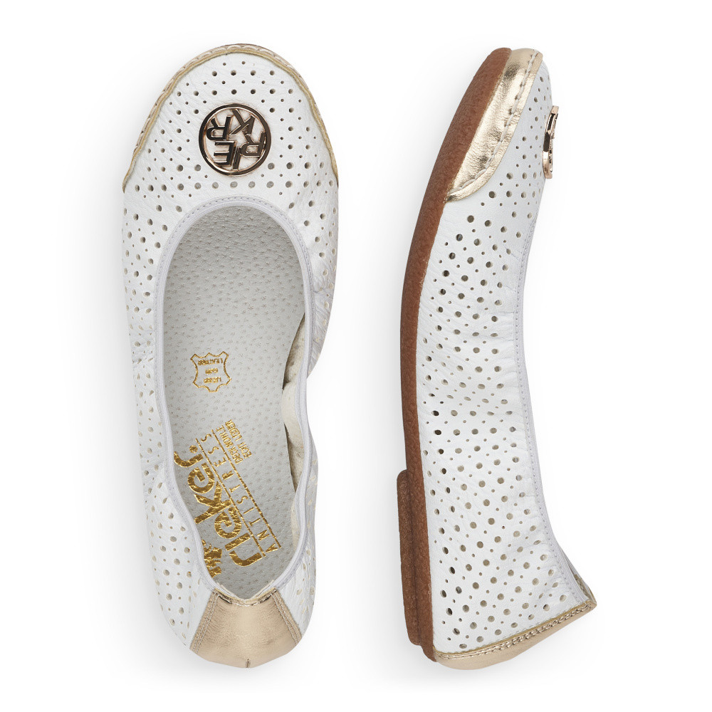 detail Dámské baleríny RIEKER 41459-80 bílá S5