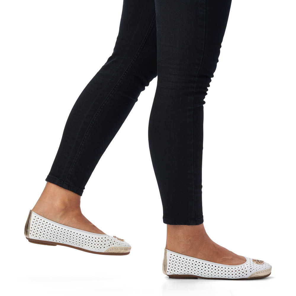 detail Dámské baleríny RIEKER 41459-80 bílá S5