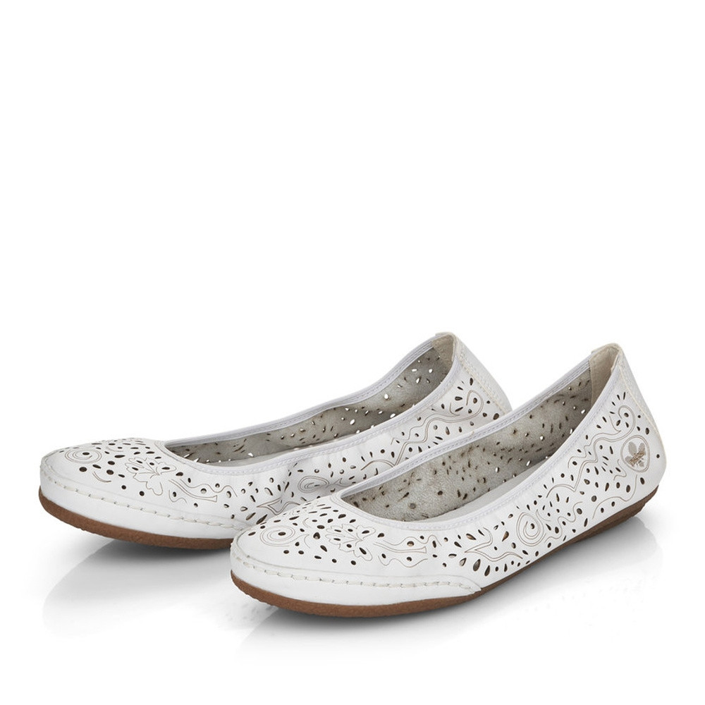 detail Dámské baleríny RIEKER 41460-80 bílá S5