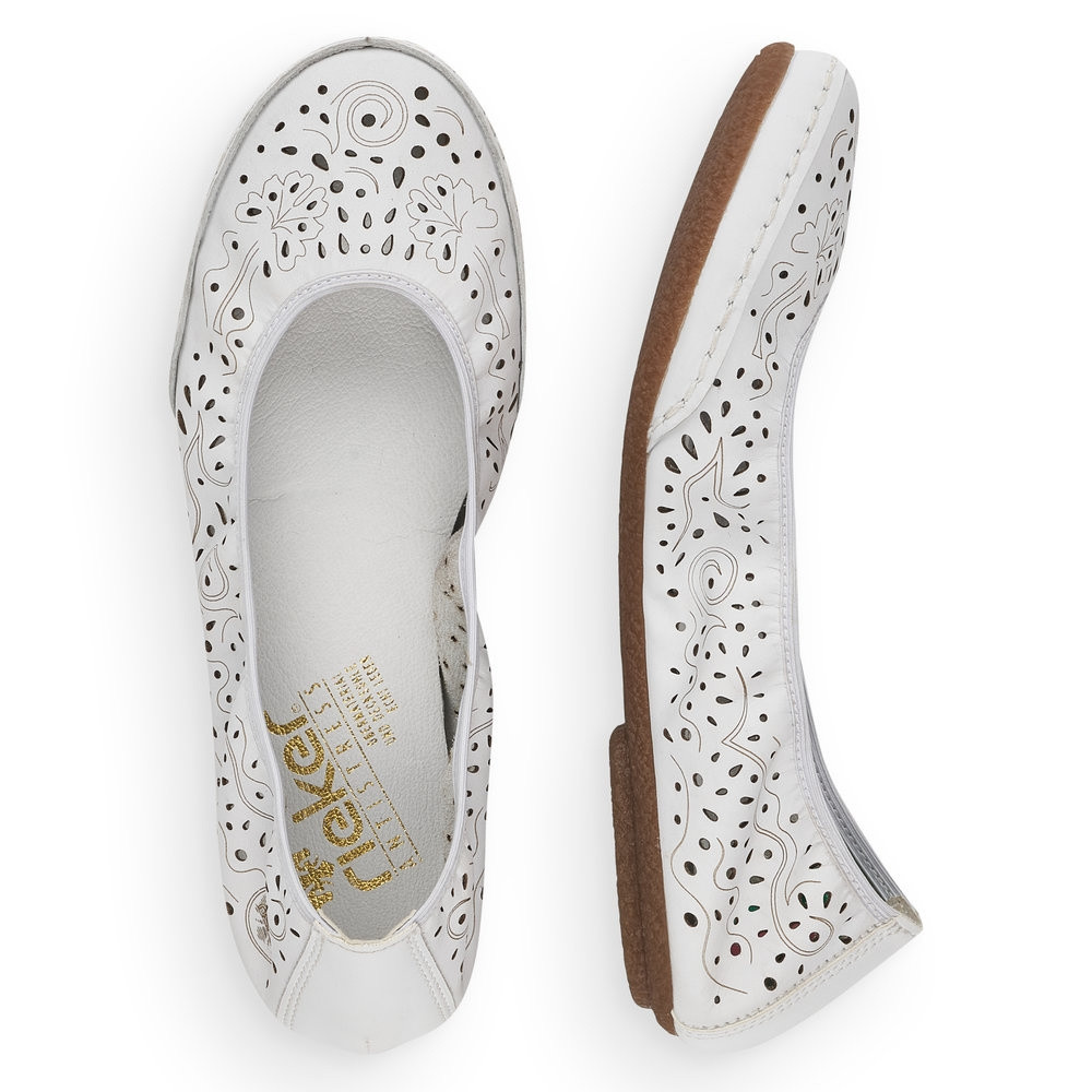 detail Dámské baleríny RIEKER 41460-80 bílá S5