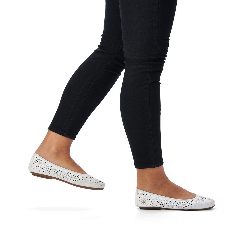 detail Dámské baleríny RIEKER 41460-80 bílá S5