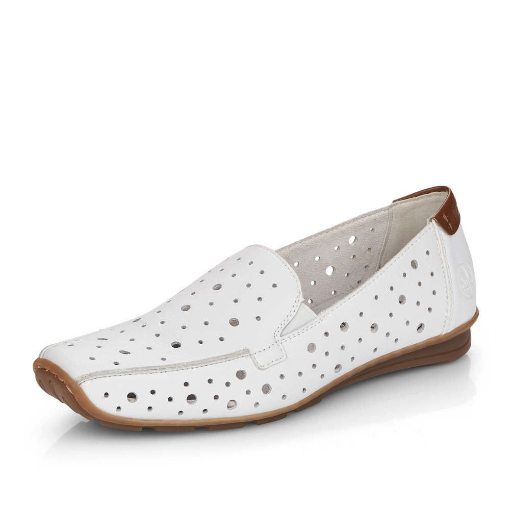 detail Dámské mokasíny RIEKER 43560-80 bílá S2