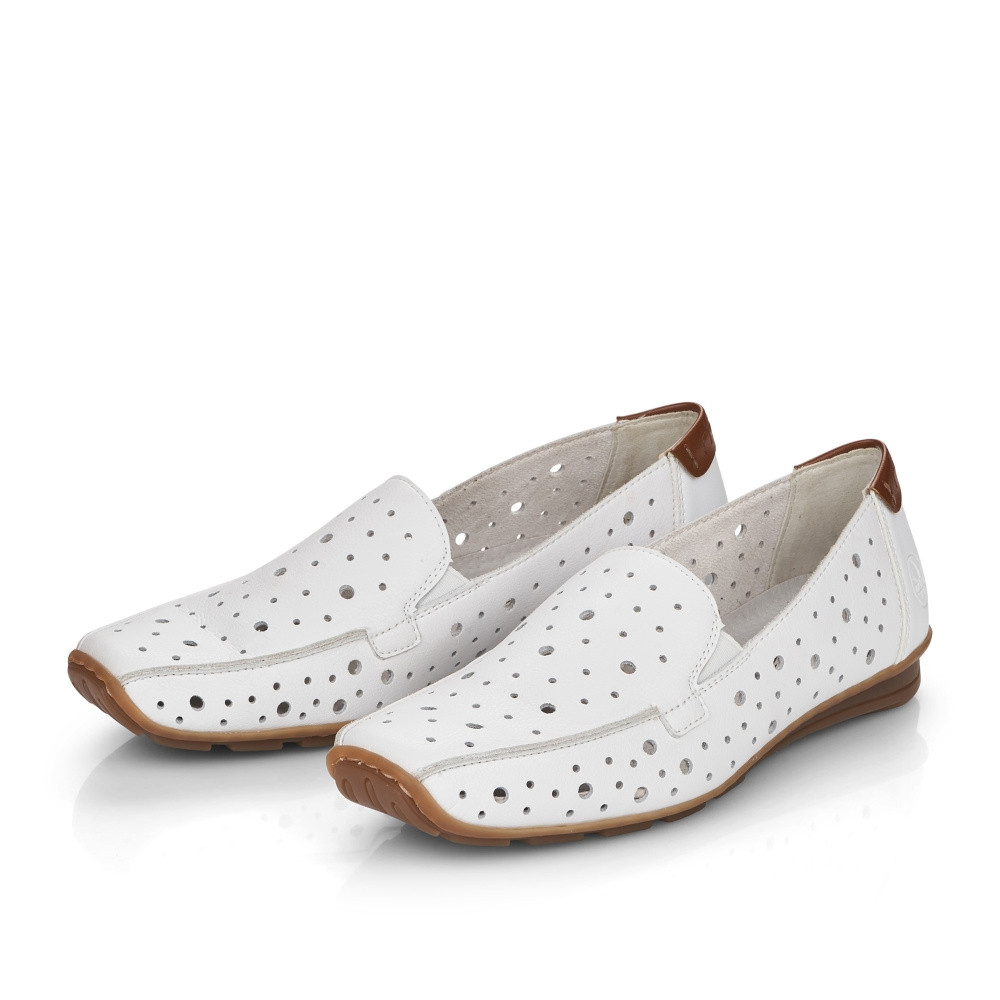 detail Dámské mokasíny RIEKER 43560-80 bílá S2