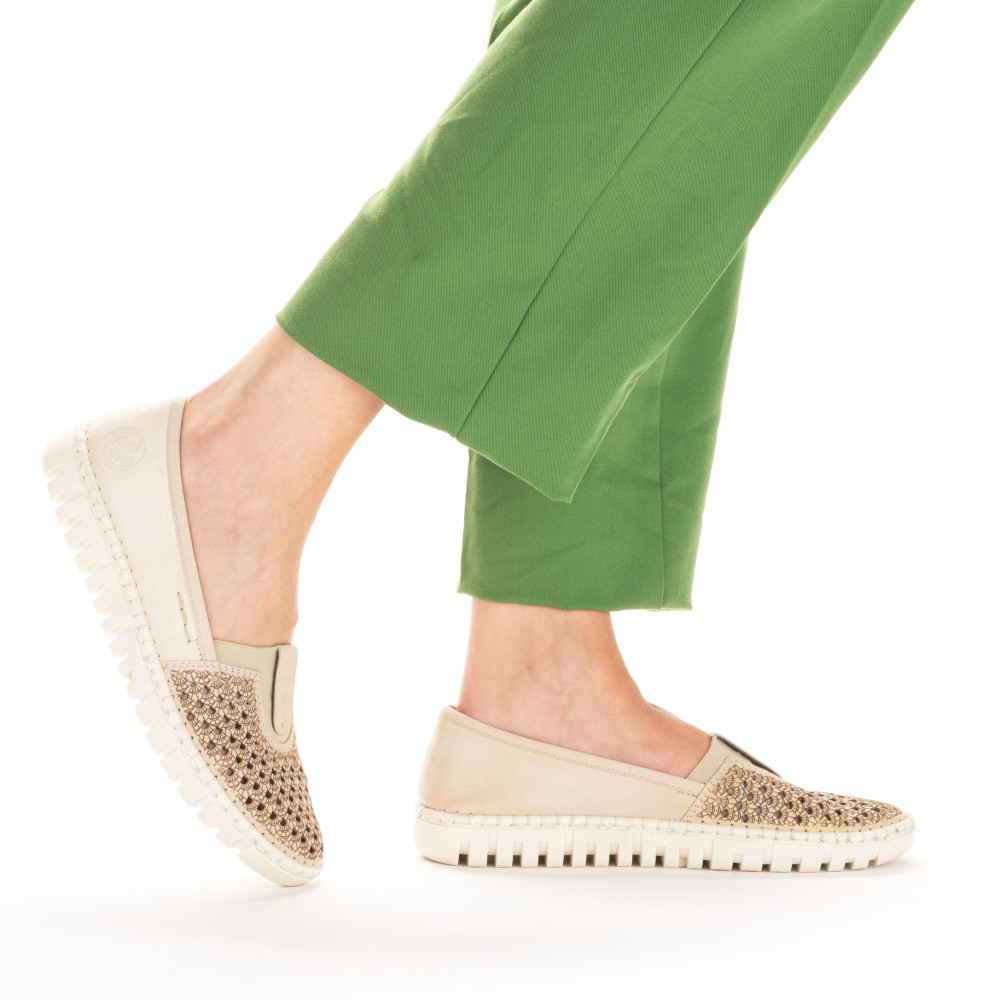 detail Dámské mokasíny RIEKER RIE-10104126-S3 béžová