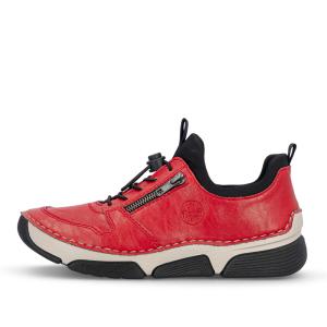 Rieker Femme Mocassin Rouge - Confortable, Léger, Avec Semelle Amortissante - Modèle 45951