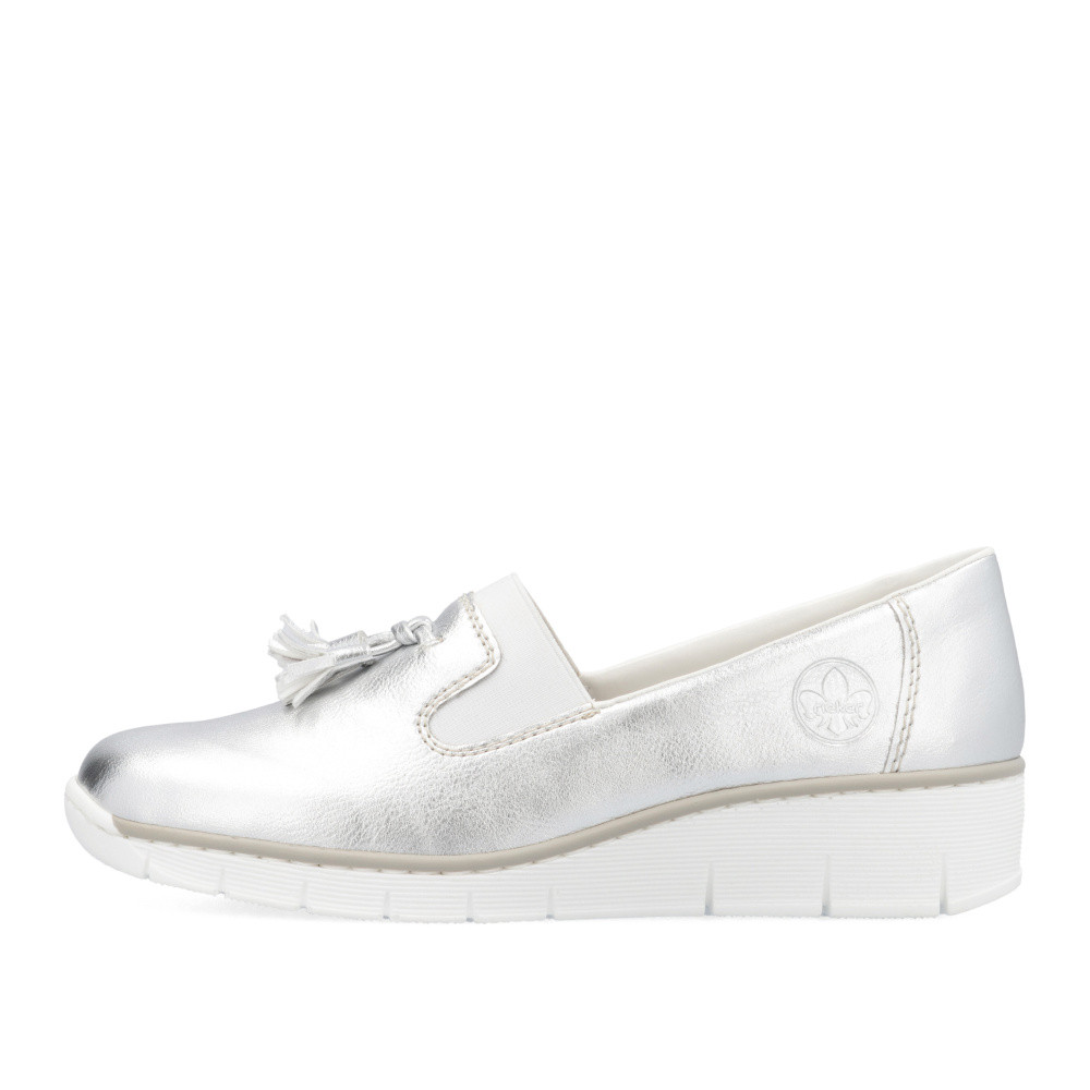 detail Dámské mokasíny RIEKER 53751-90 stříbrná S5