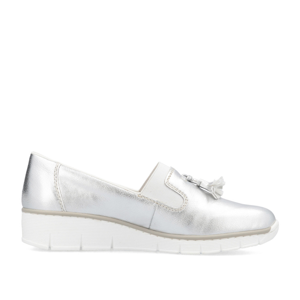 detail Dámské mokasíny RIEKER 53751-90 stříbrná S5