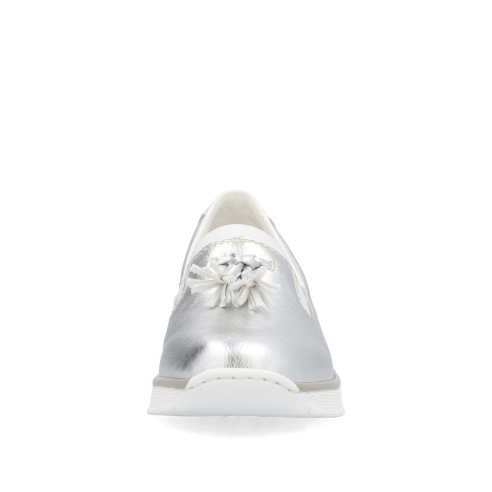 detail Dámské mokasíny RIEKER 53751-90 stříbrná S5