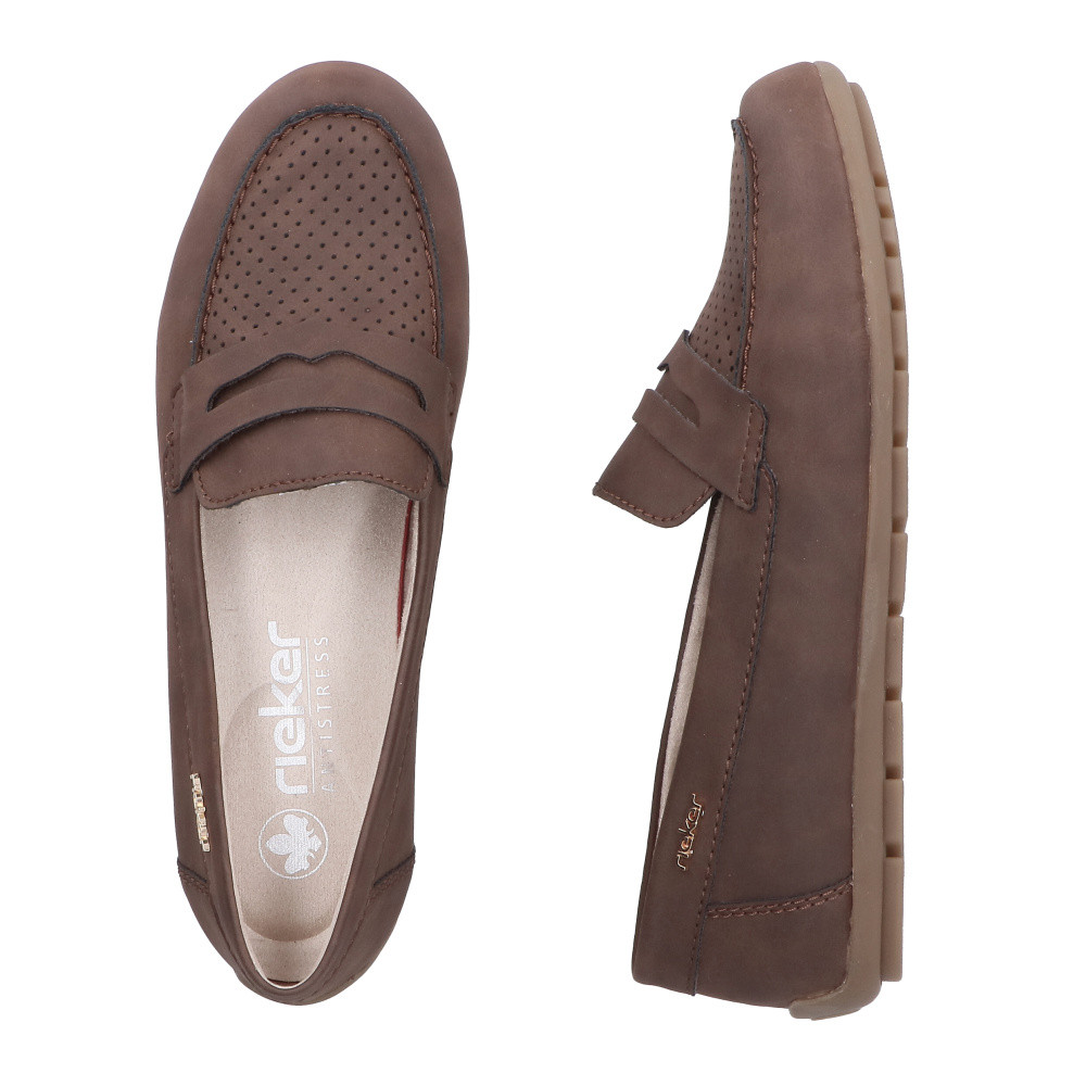detail Dámské mokasíny RIEKER 43862-24 hnědá S6