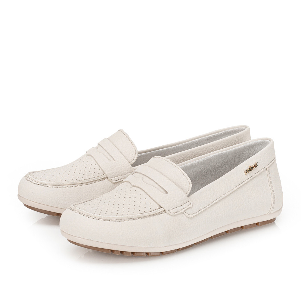 detail Dámské mokasíny RIEKER 43862-80 bílá S6