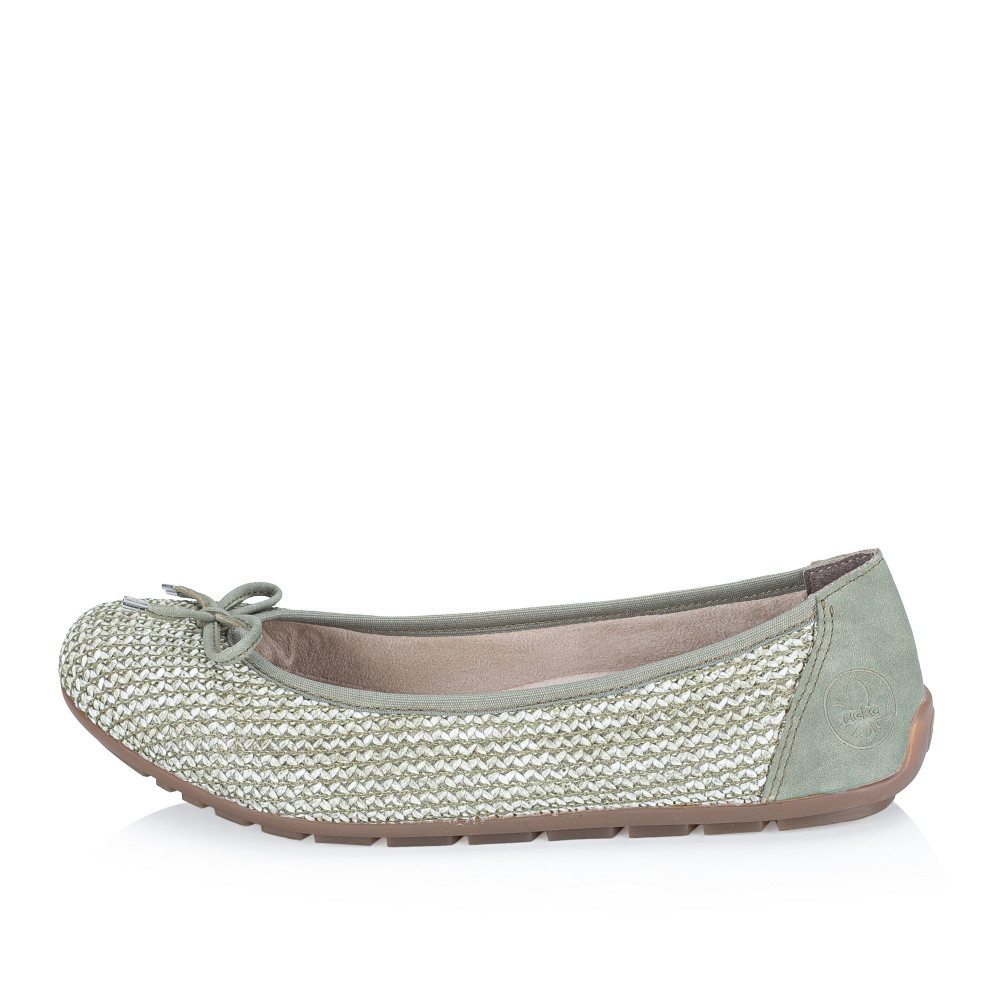 detail Dámské baleríny RIEKER 43850-52 zelená S6