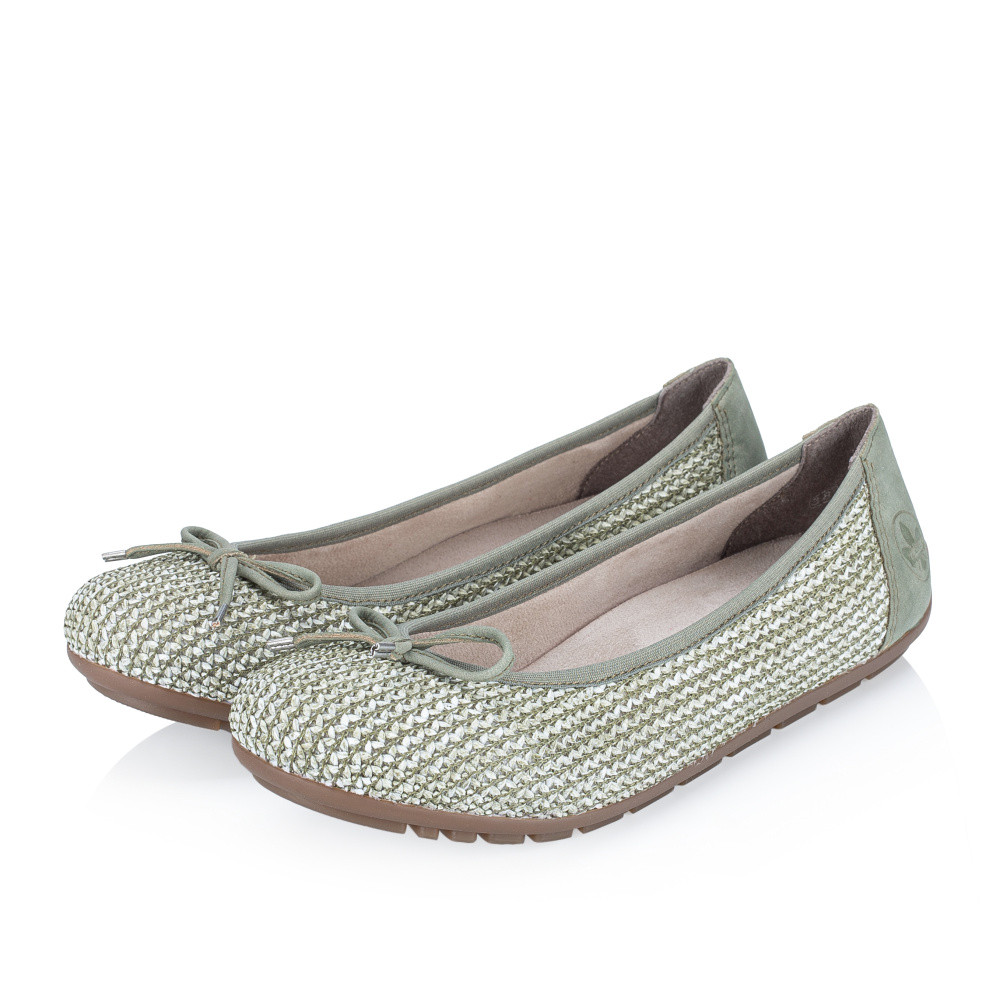 detail Dámské baleríny RIEKER 43850-52 zelená S6