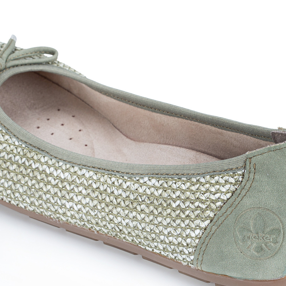 detail Dámské baleríny RIEKER 43850-52 zelená S6