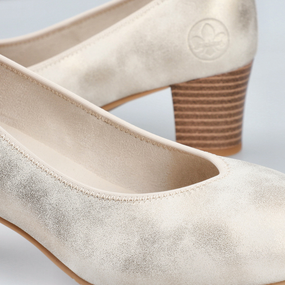 detail Dámské lodičky RIEKER 44650-91 zlatá S6