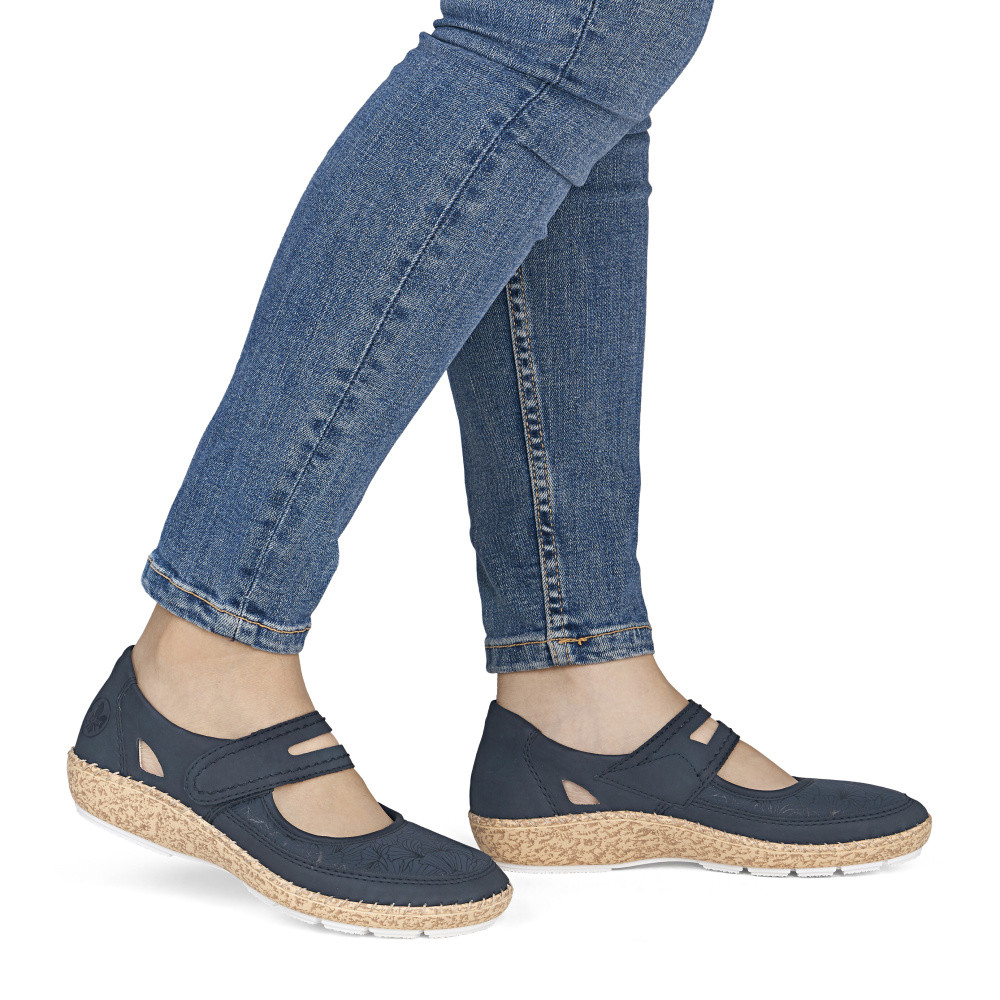 detail Dámské baleríny RIEKER 44859-14 modrá S6