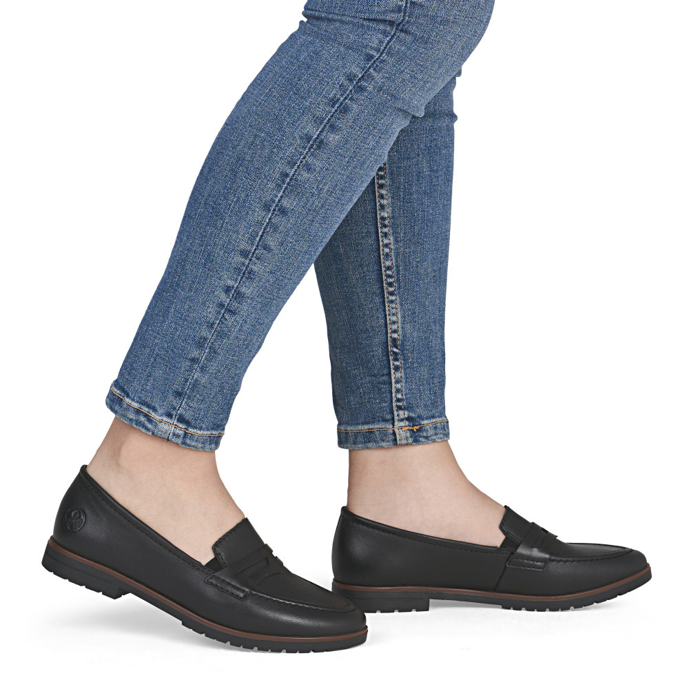 detail Dámské mokasíny RIEKER 45300-02 černá S6