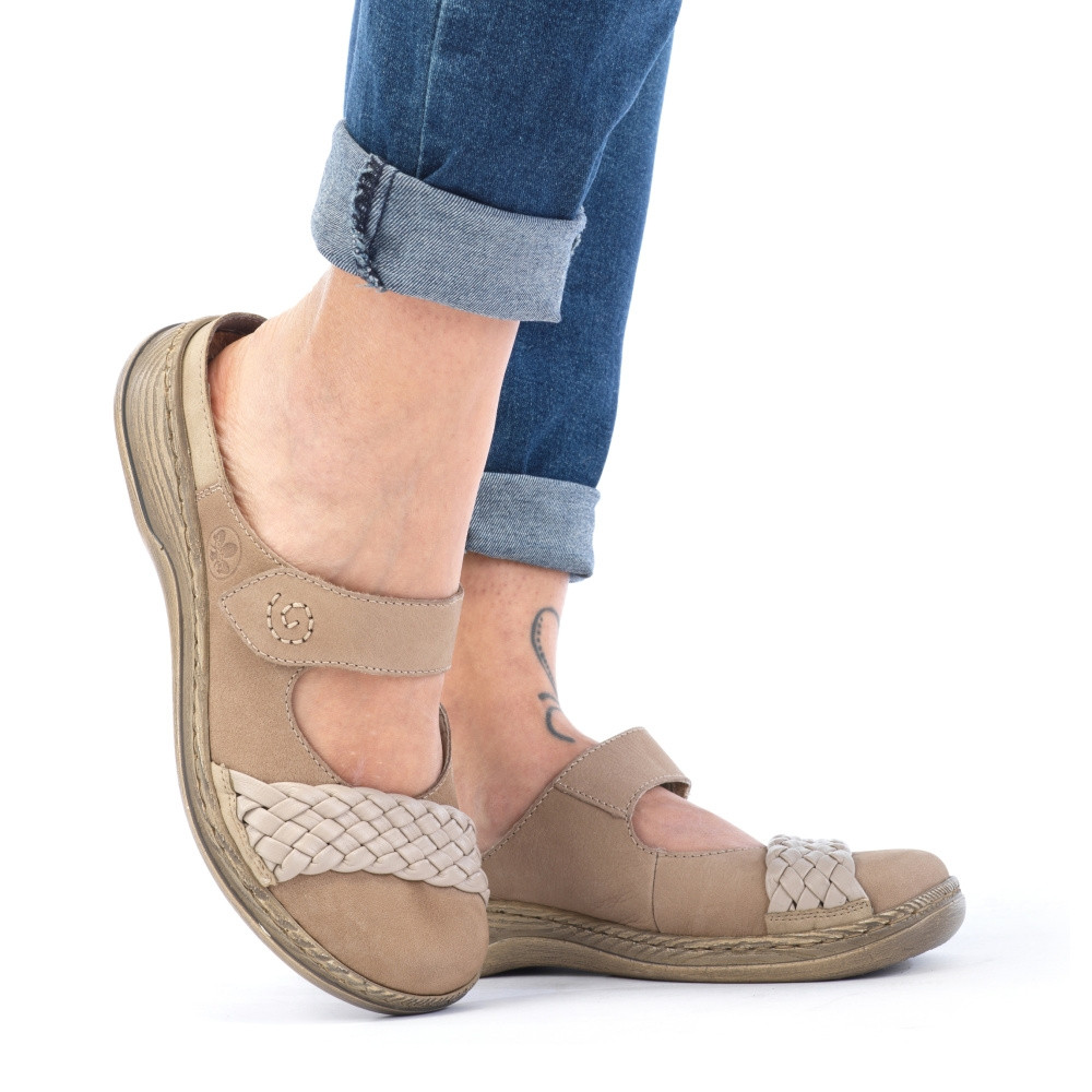 detail Dámské nazouváky RIEKER 46001-62 béžová S2