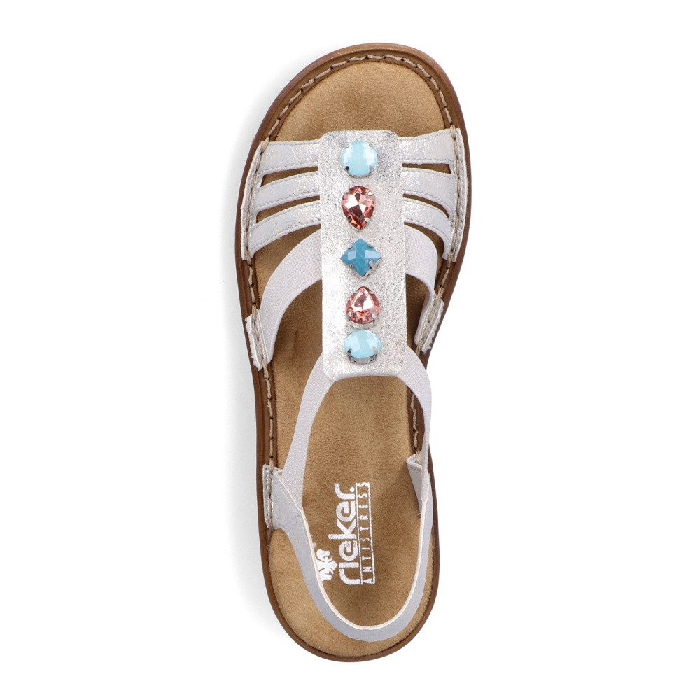 detail Dámské sandály RIEKER 62860-90 stříbrná S3