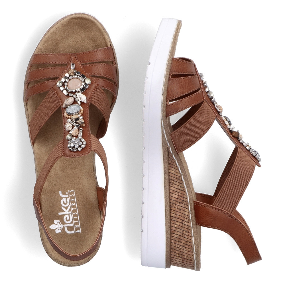 detail Dámské sandály RIEKER RIE-10202524-S3 hnědá