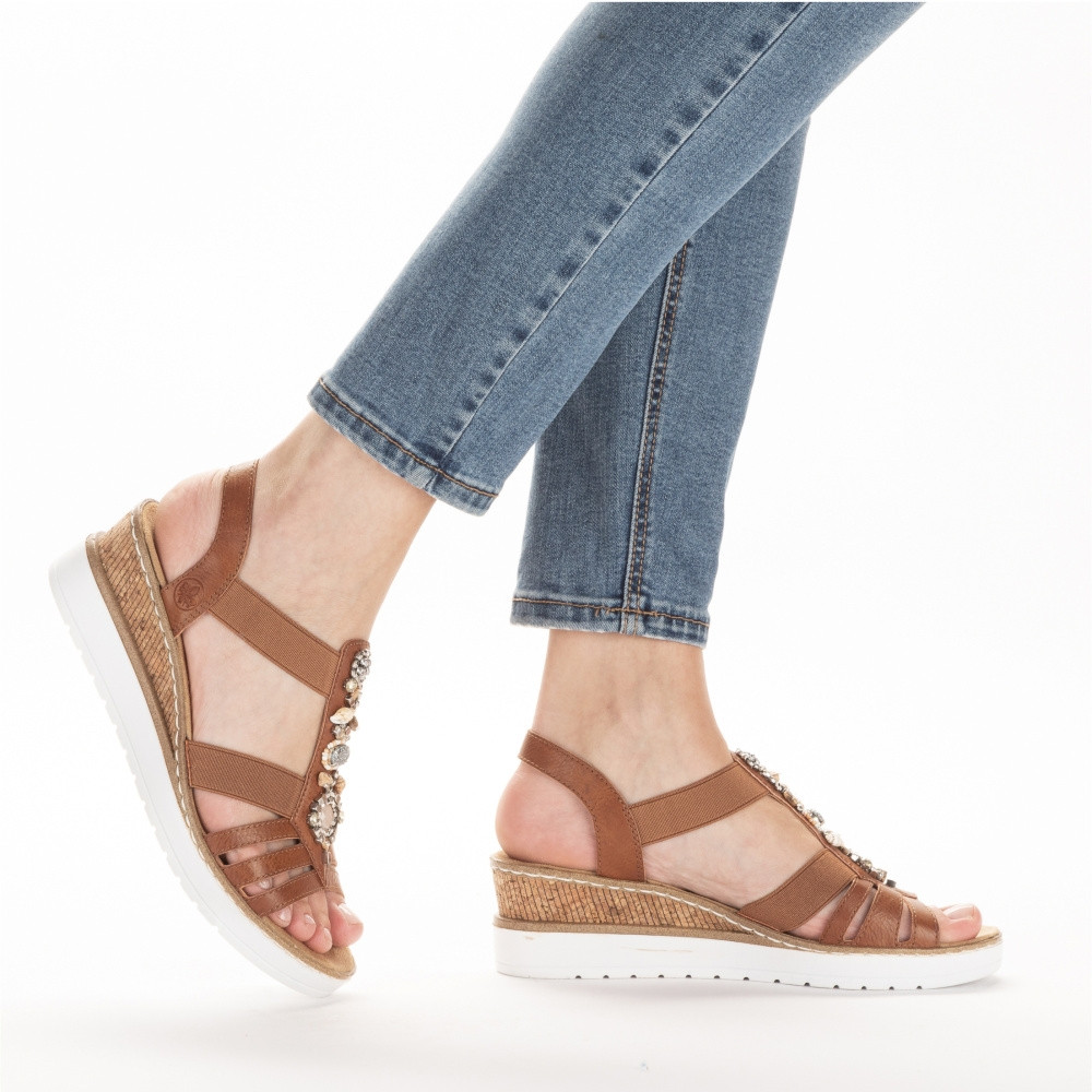 detail Dámské sandály RIEKER RIE-10202524-S3 hnědá