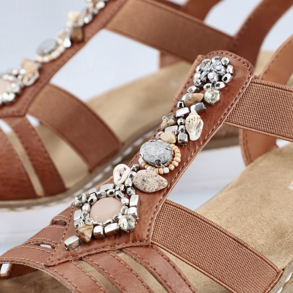 detail Dámské sandály RIEKER RIE-10202524-S3 hnědá