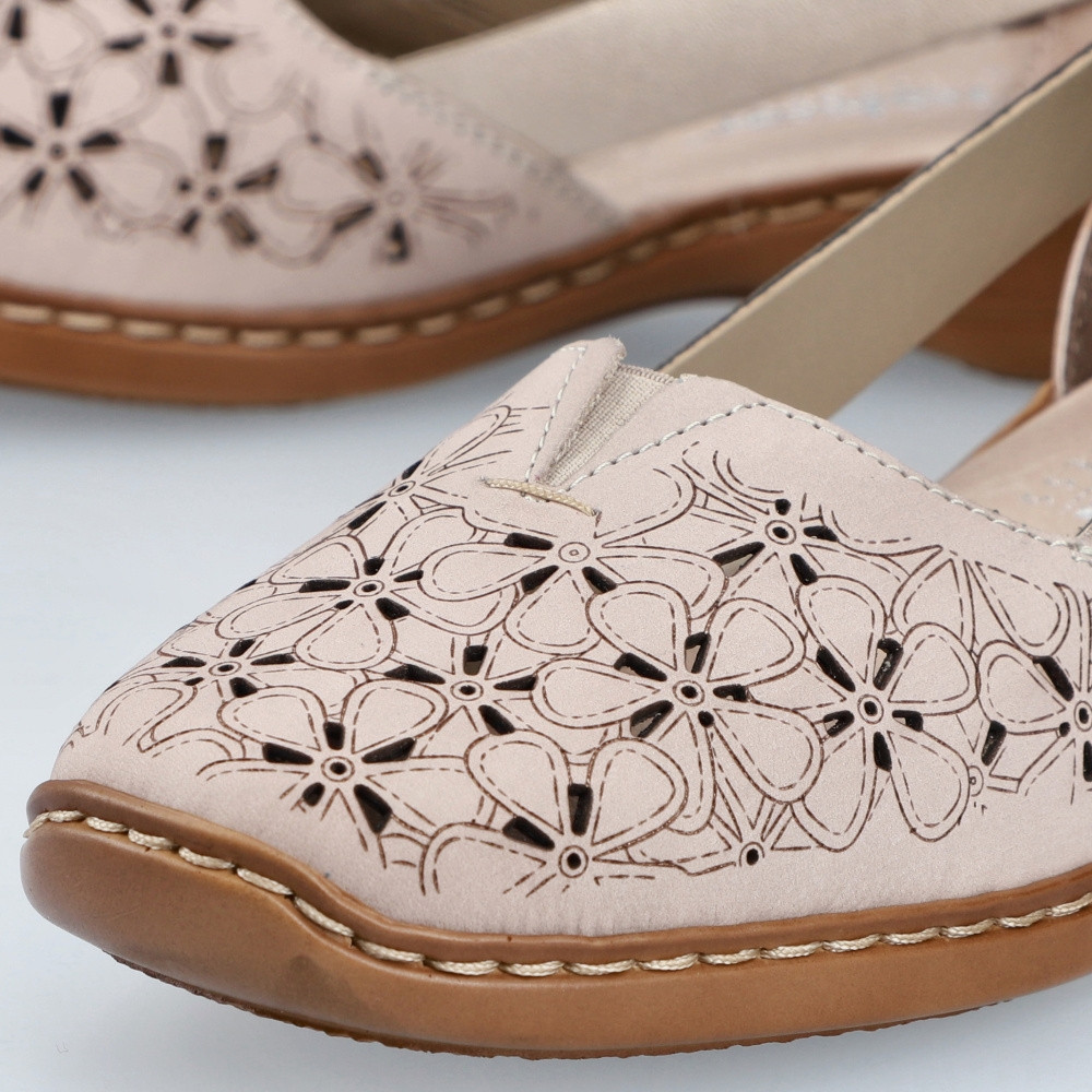 detail Dámské baleríny RIEKER 41356-60 béžová S5
