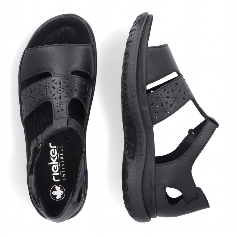 detail Dámské sandály RIEKER 64865-01 černá S4