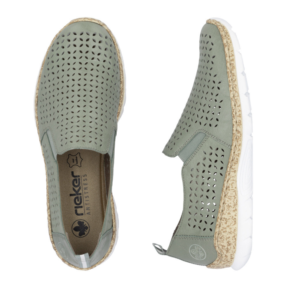 detail Dámské mokasíny RIEKER N4251-52 zelená S6