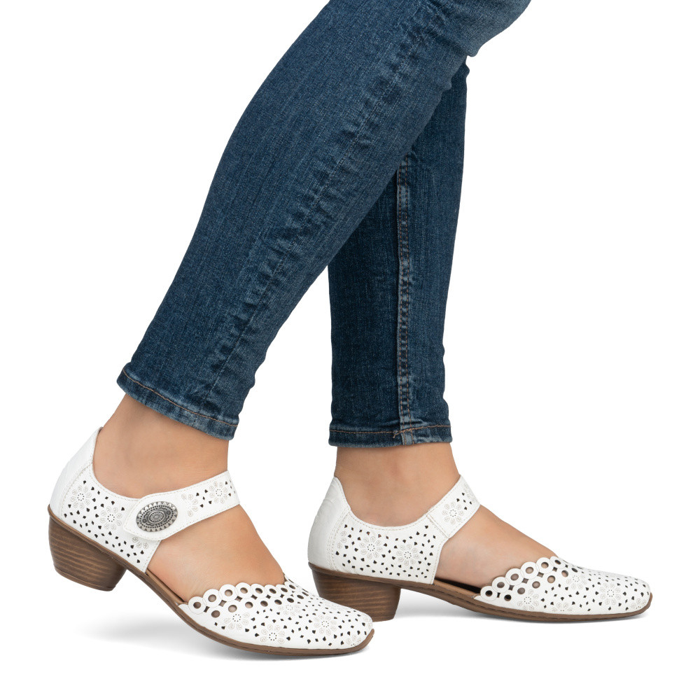 detail Dámské lodičky RIEKER 43753-80 bílá S5