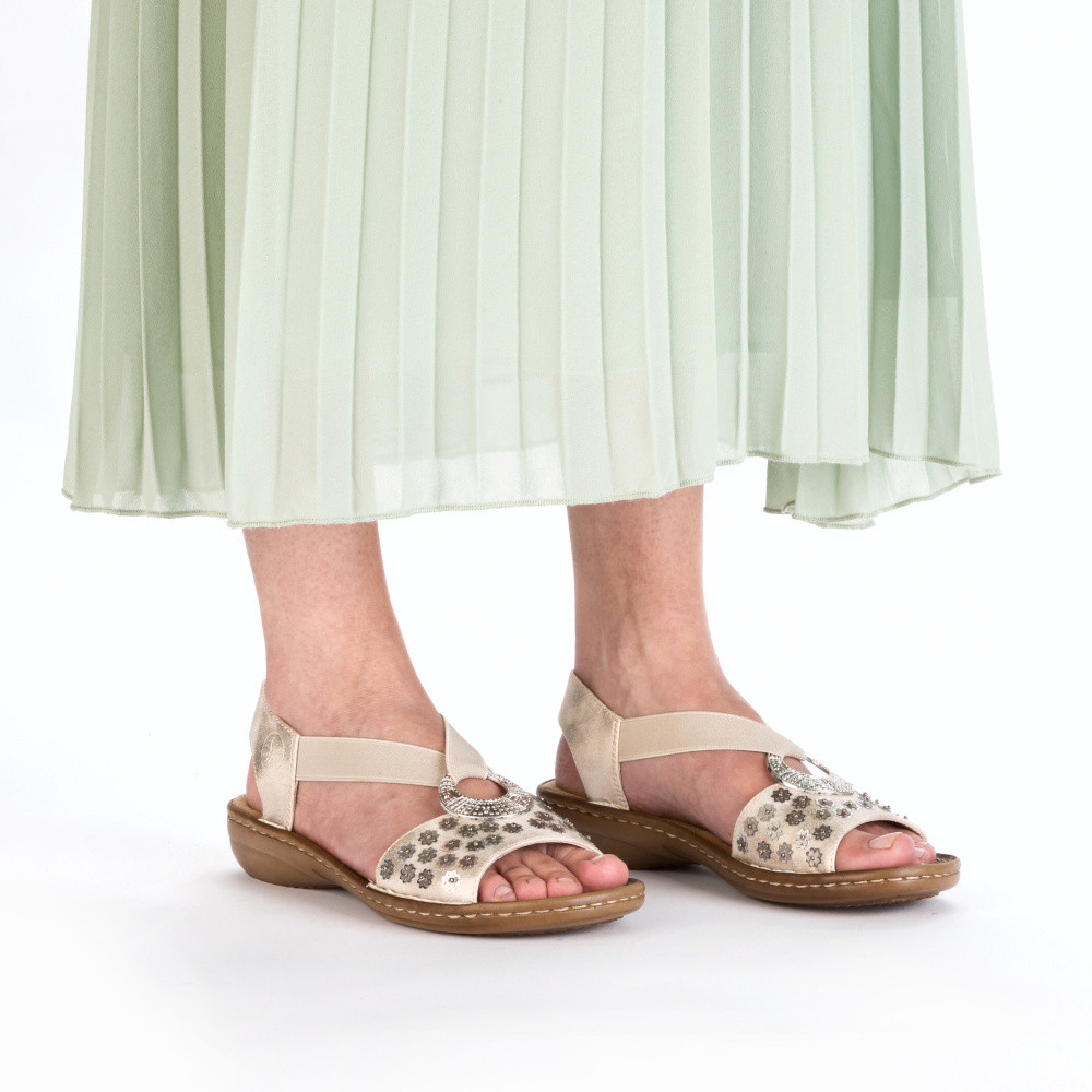 detail Dámské sandály RIEKER 608B5-90 zlatá S5