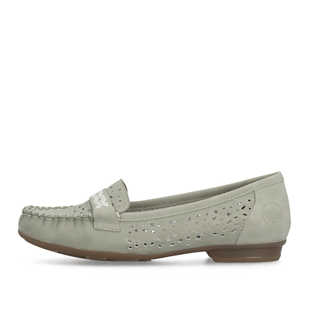 detail Dámské mokasíny RIEKER 40069-52 zelená S6