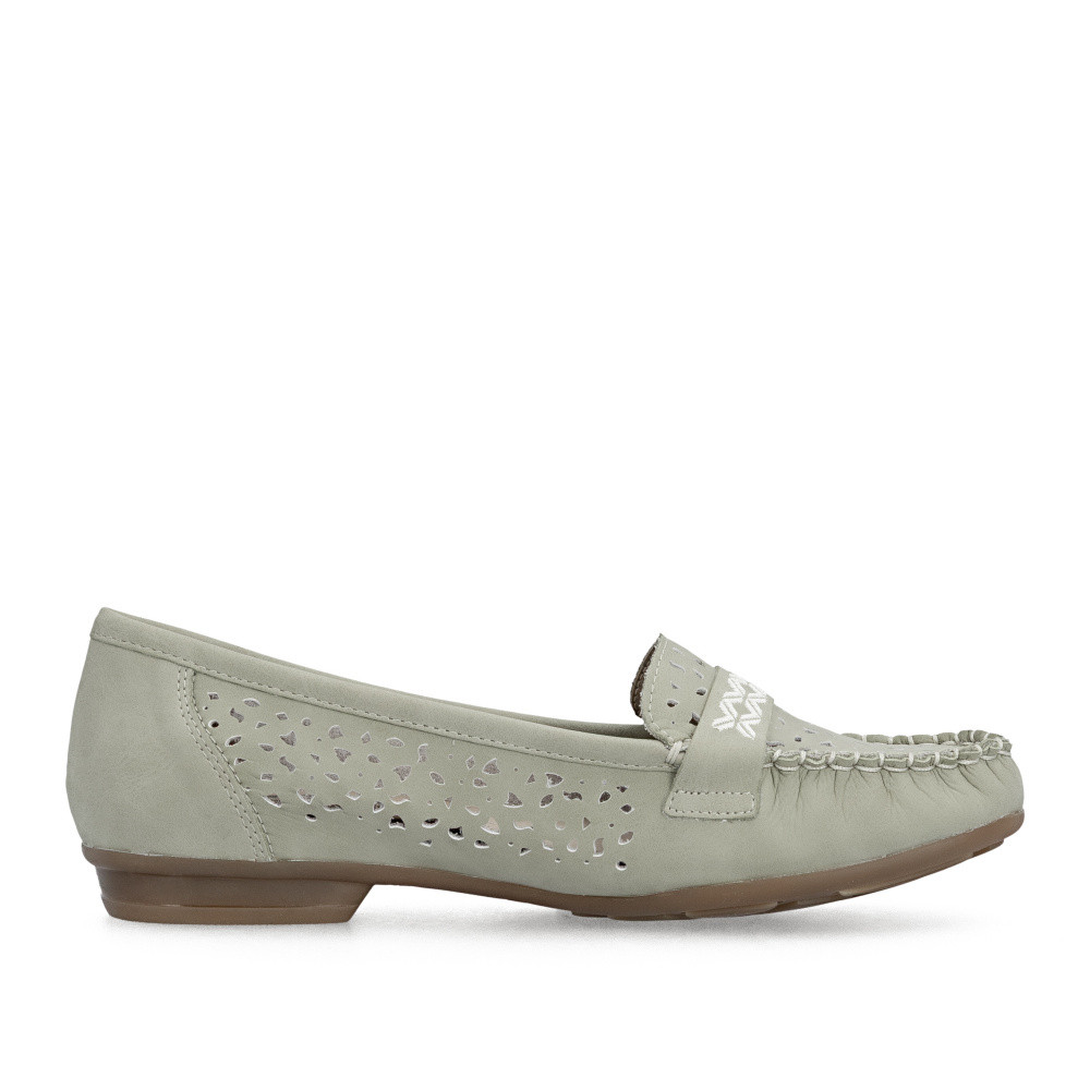 detail Dámské mokasíny RIEKER 40069-52 zelená S6