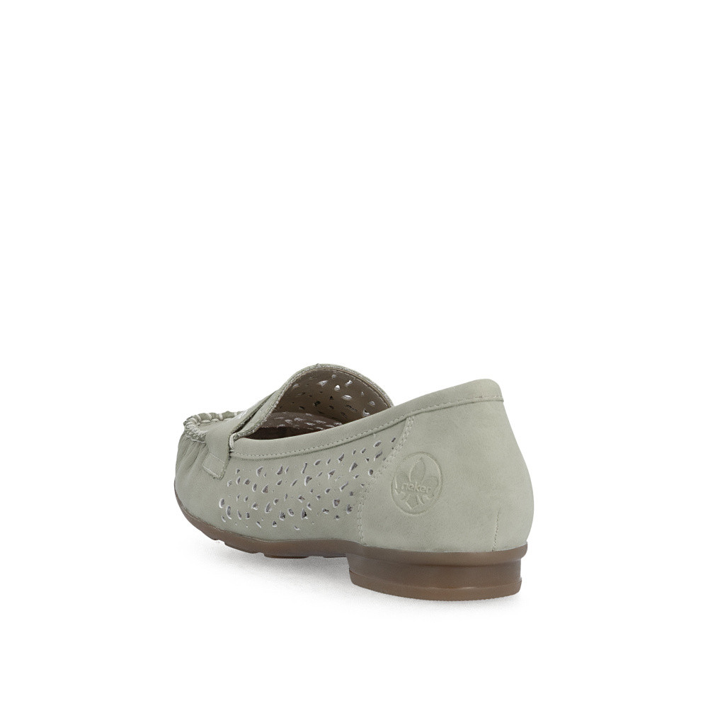 detail Dámské mokasíny RIEKER 40069-52 zelená S6