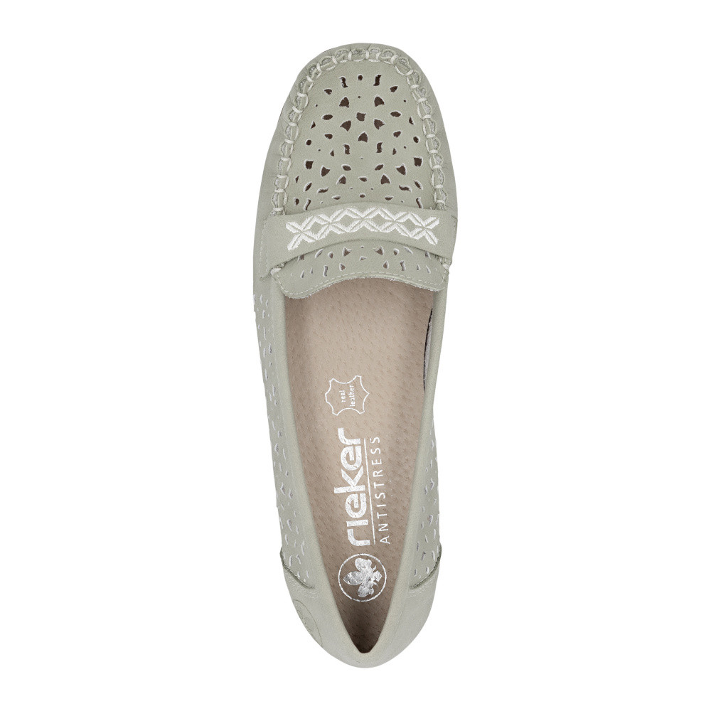 detail Dámské mokasíny RIEKER 40069-52 zelená S6