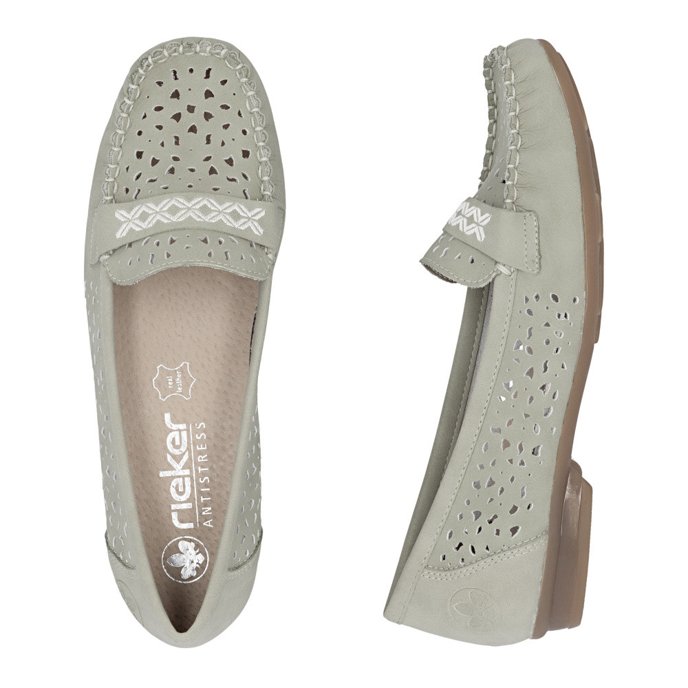 detail Dámské mokasíny RIEKER 40069-52 zelená S6