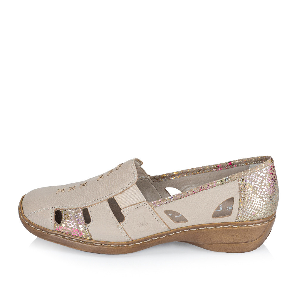 detail Dámské mokasíny RIEKER 41385-63 béžová S6