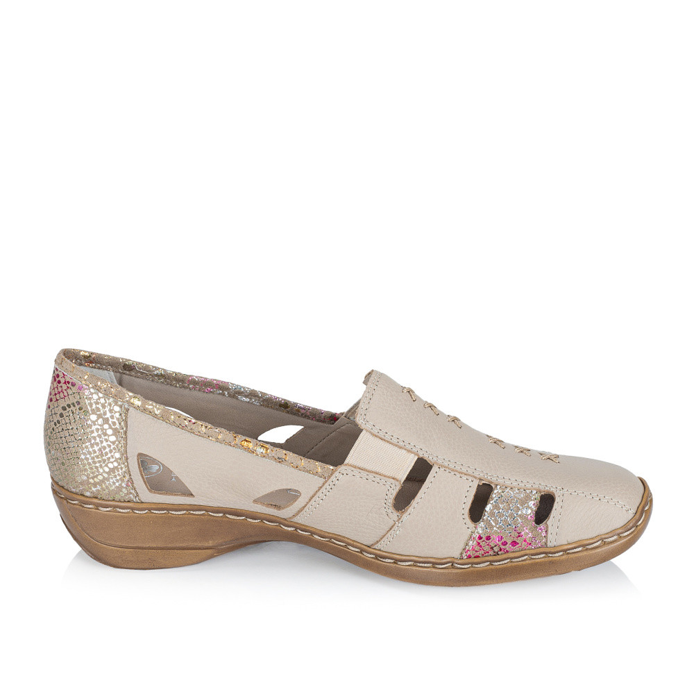 detail Dámské mokasíny RIEKER 41385-63 béžová S6