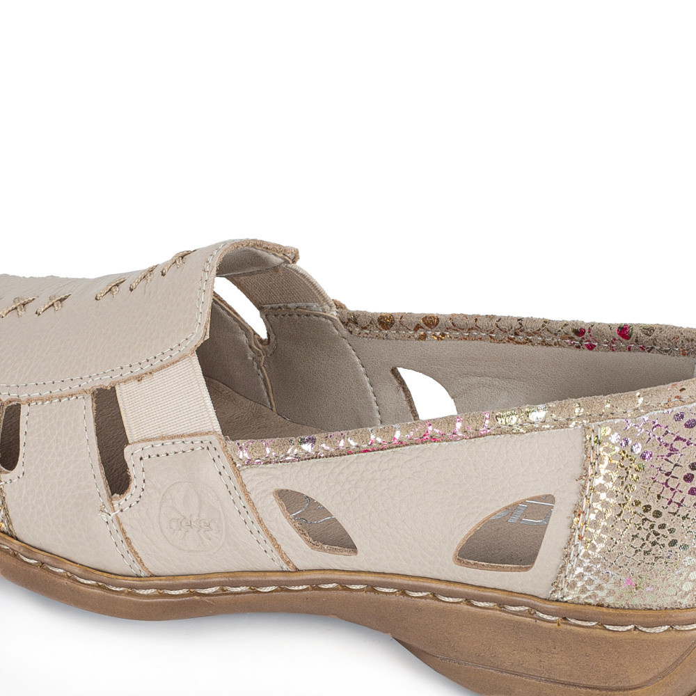 detail Dámské mokasíny RIEKER 41385-63 béžová S6