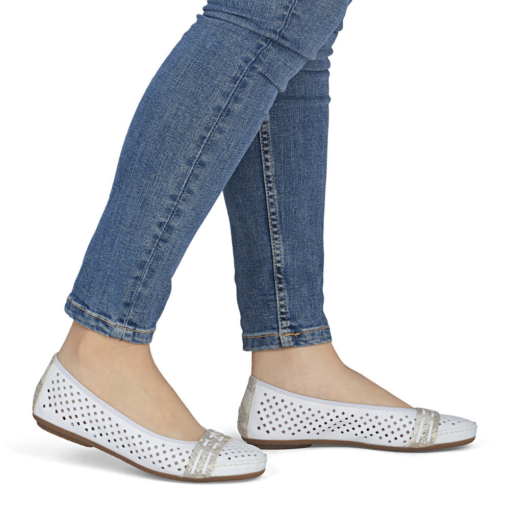 detail Dámské baleríny RIEKER 41430-81 bílá S6