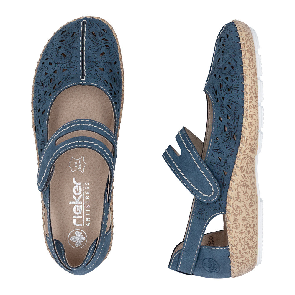 detail Dámské baleríny RIEKER 44872-14 modrá S6