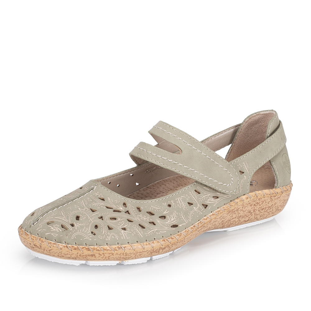 detail Dámské baleríny RIEKER 44872-52 zelená S6