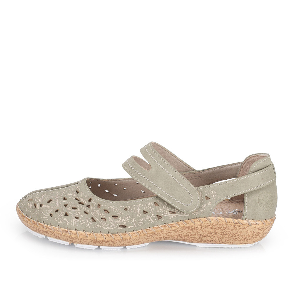 detail Dámské baleríny RIEKER 44872-52 zelená S6