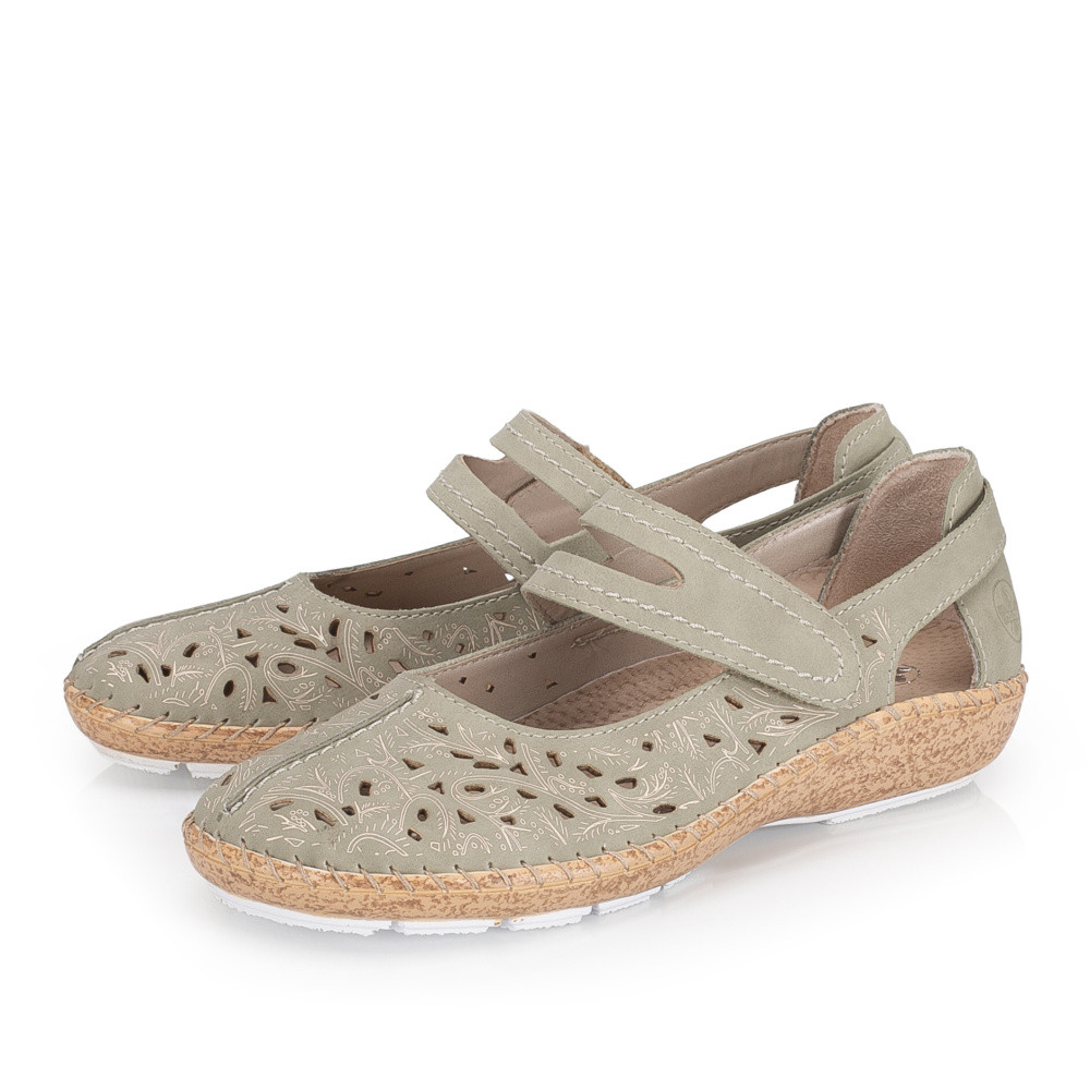 detail Dámské baleríny RIEKER 44872-52 zelená S6