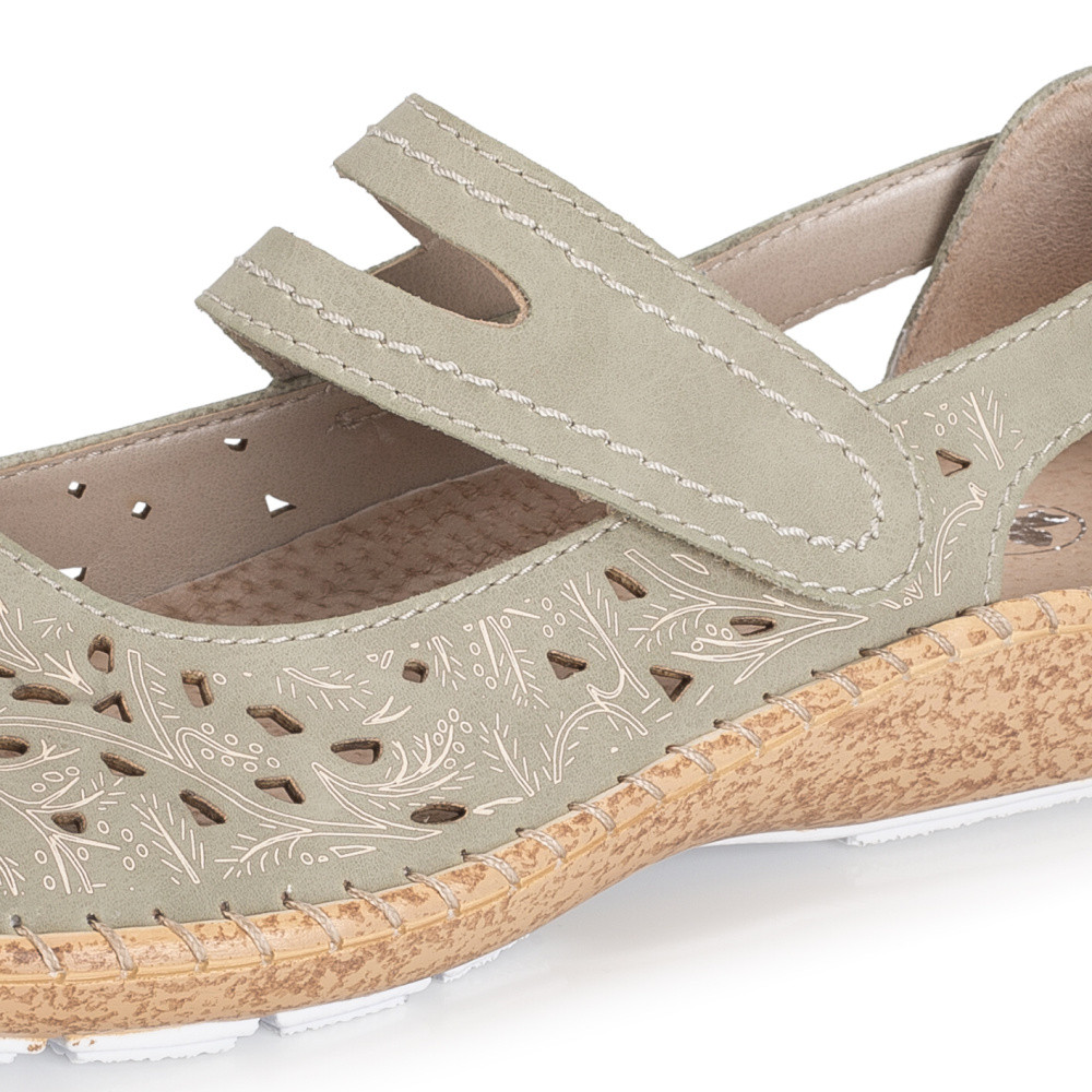 detail Dámské baleríny RIEKER 44872-52 zelená S6