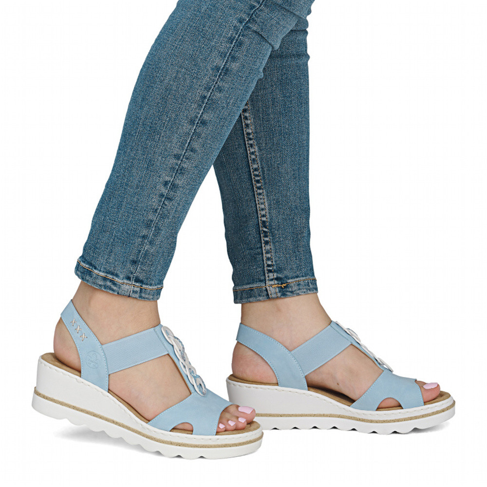 detail Dámské sandály RIEKER 67498-10 modrá S6