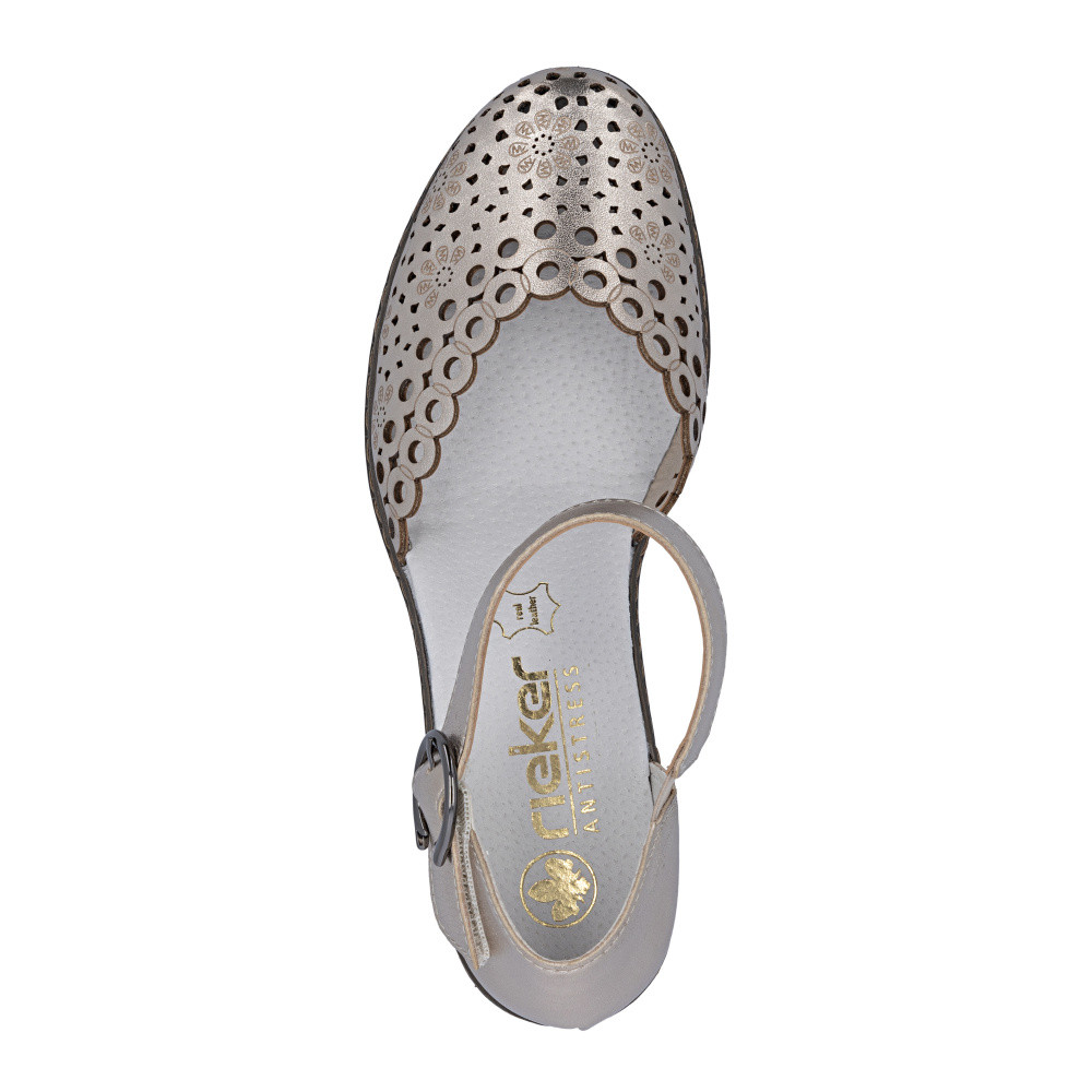 detail Dámské sandály RIEKER 40902-90 stříbrná S6