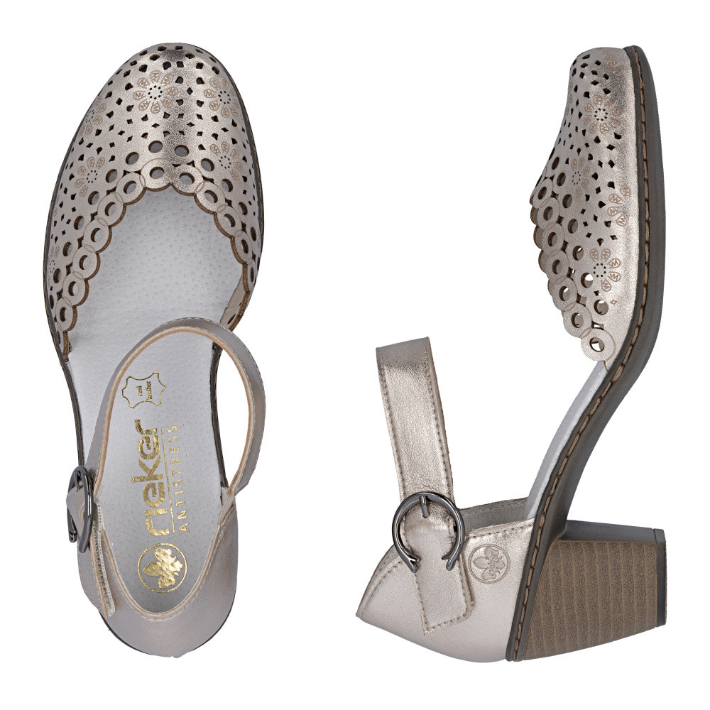 detail Dámské sandály RIEKER 40902-90 stříbrná S6