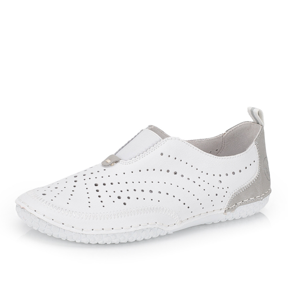 detail Dámské mokasíny RIEKER 43663-80 bílá S6