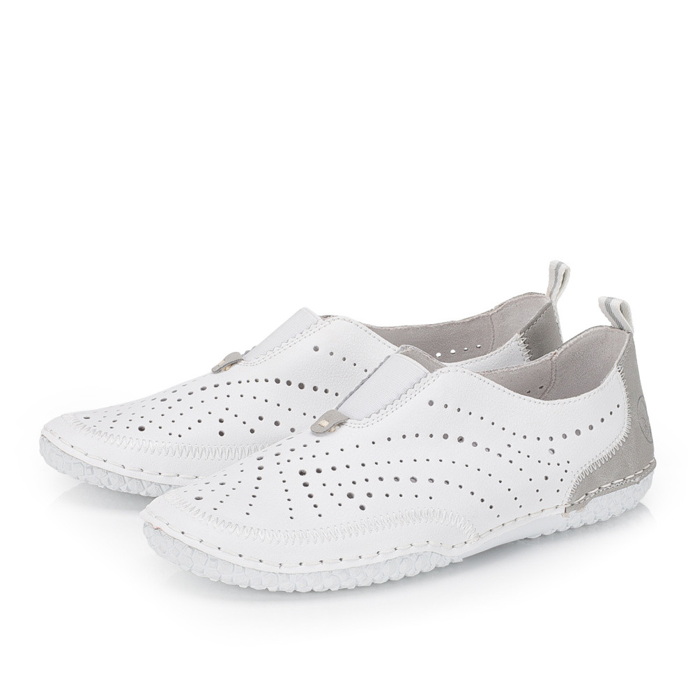 detail Dámské mokasíny RIEKER 43663-80 bílá S6